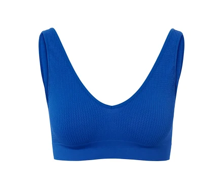 Blauer Seamless-BH mit Struktur.