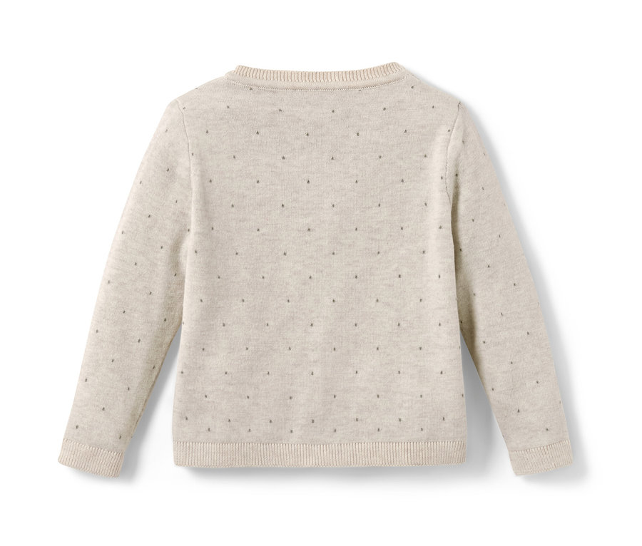 Rückansicht einer Kinder-Strickjacke mit kleinem Muster.