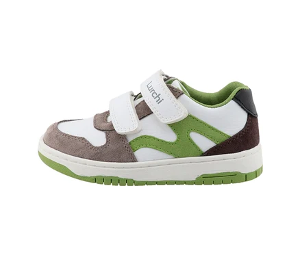 Detailaufnahme eines grau-grünen Lurchi Sneakers.