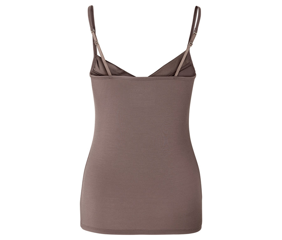 Braunes Tanktop mit dünnen Trägern.