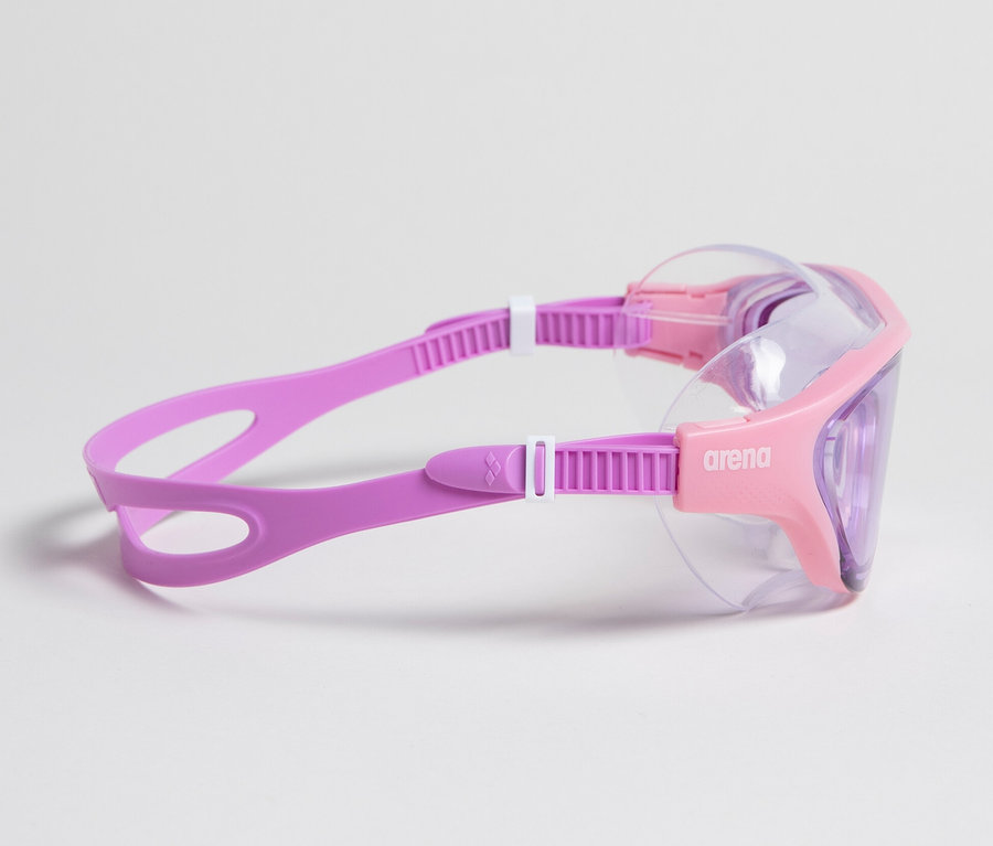 Pinke arena Junior Kinder-Schwimmbrille The One Mask auf weißem Hintergrund.
