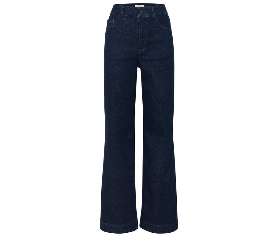 Dunkelblaue Schlaghose.