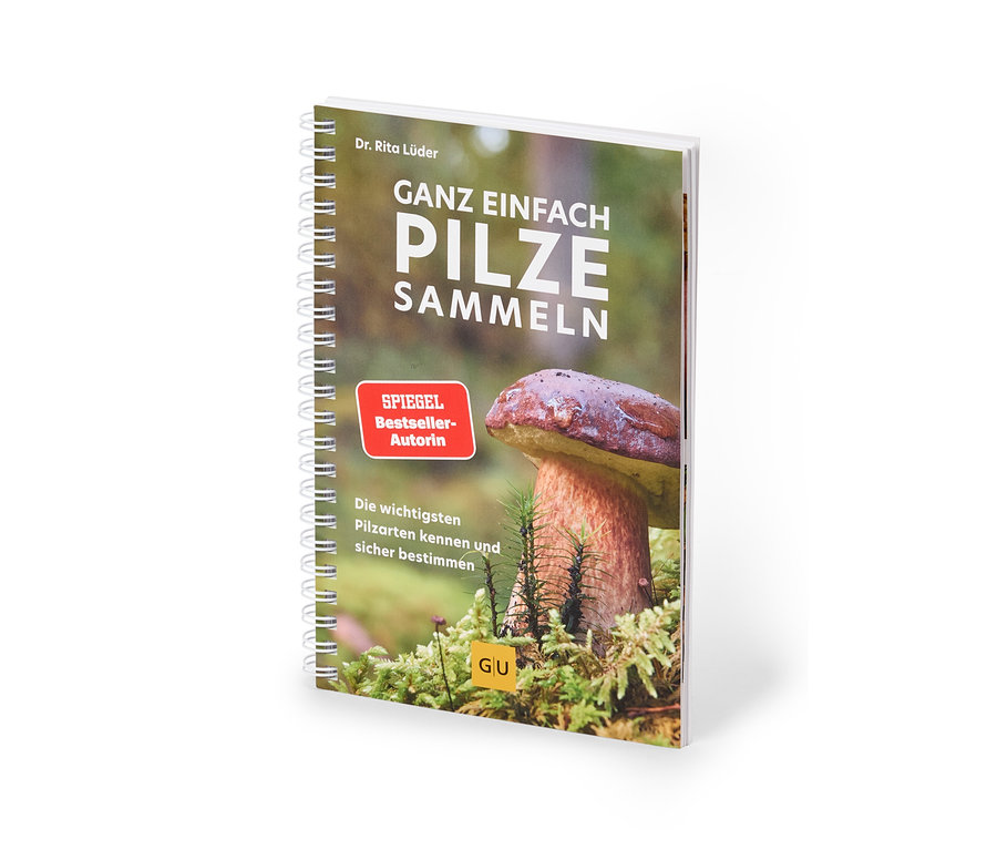 Buchcover „Ganz einfach Pilze sammeln“ von Dr. Rita Lüder, mit einem Pilz auf Moos und dem Hinweis „SPIEGEL Bestseller-Autorin“.