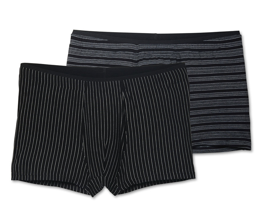 Zwei Slipboxer: eine schwarz mit weißen Streifen, die andere grau mit schwarzen Streifen.