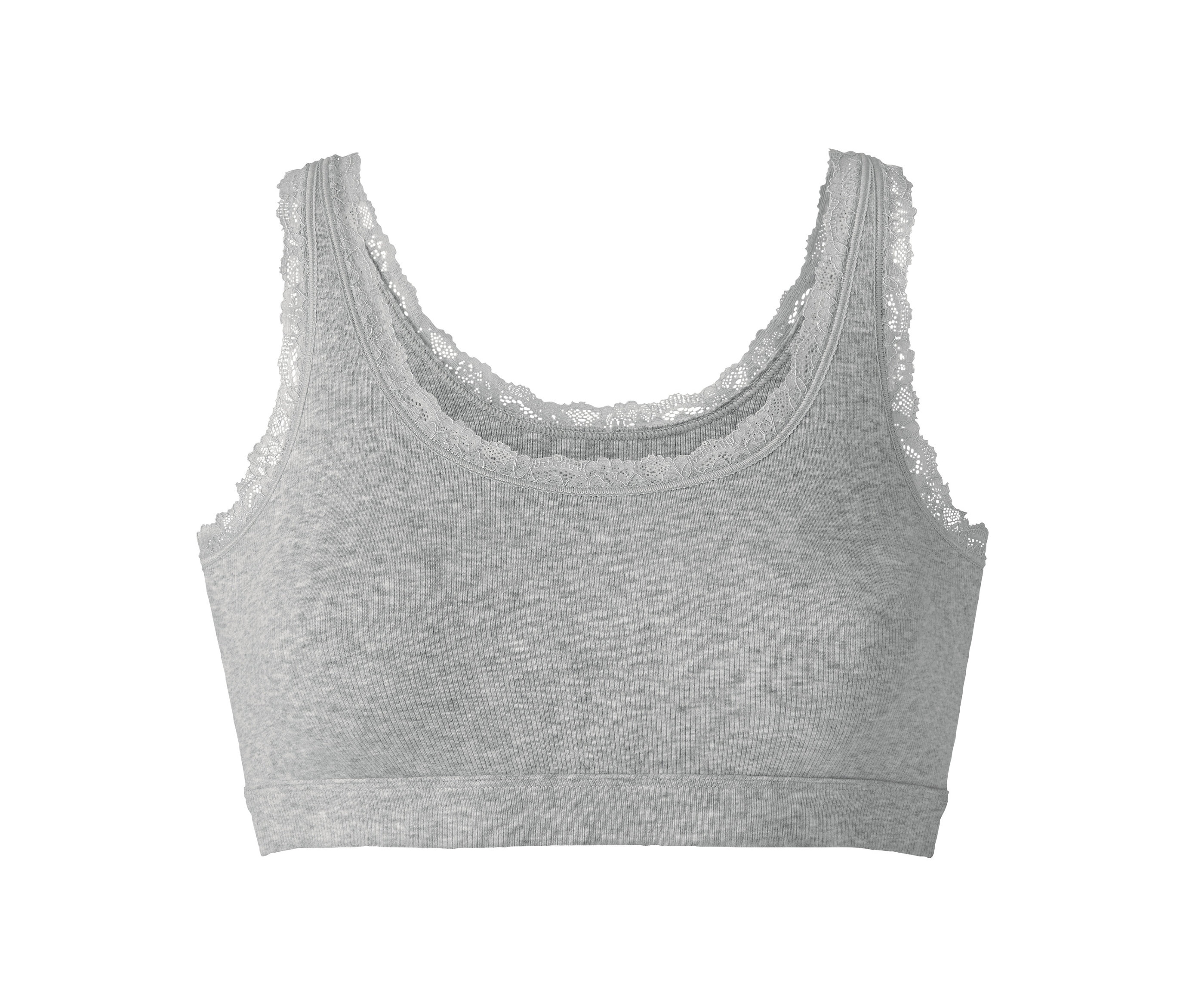 Graues Bustier mit Spitze.