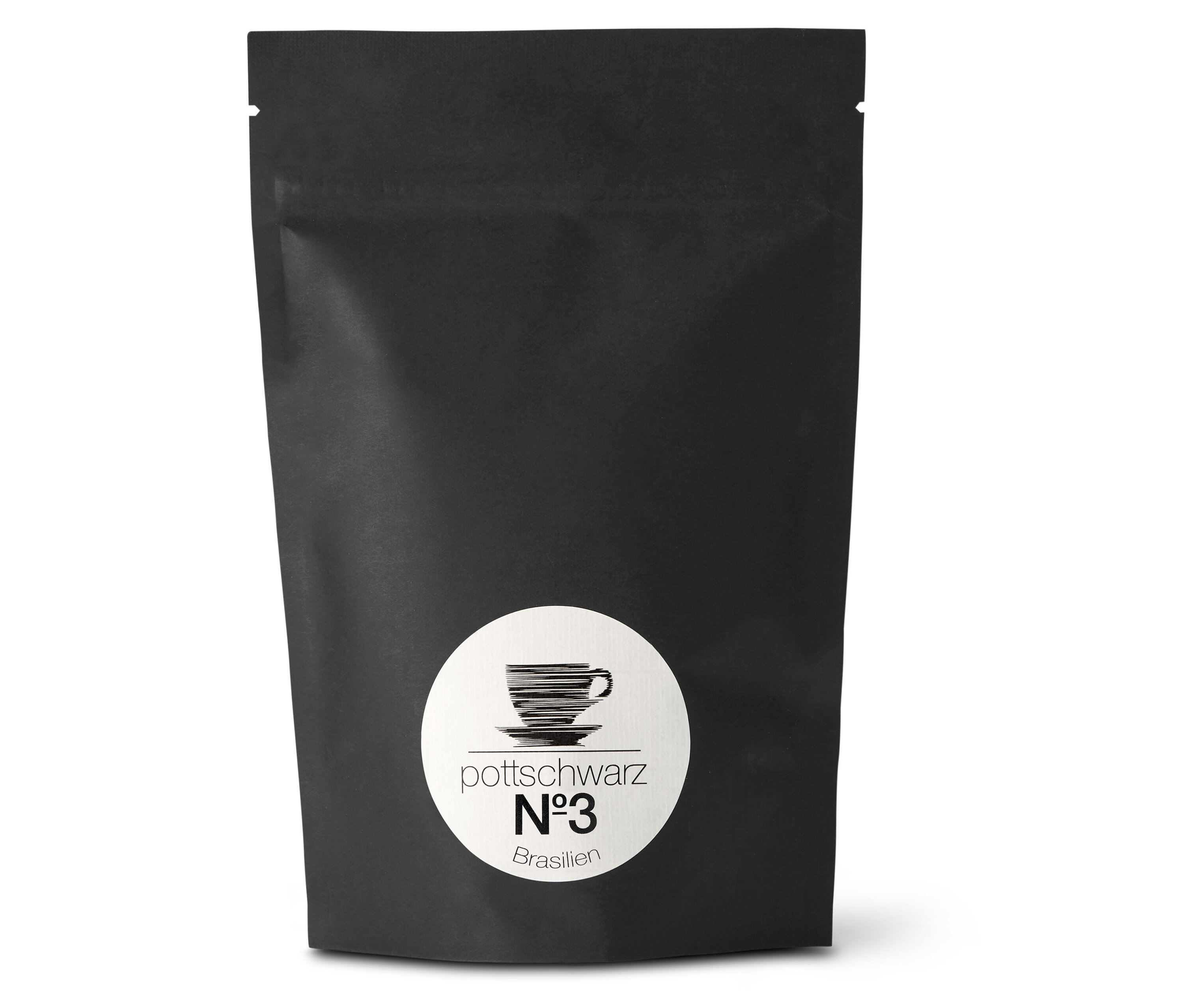 Schwarze Packung Pottschwarz No. 3 Brasilien Minas Gereis Espresso - 250 g Ganze Bohne.