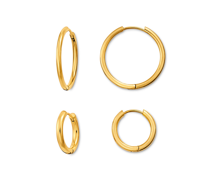 Zwei goldfarbene Creolen-Sets.