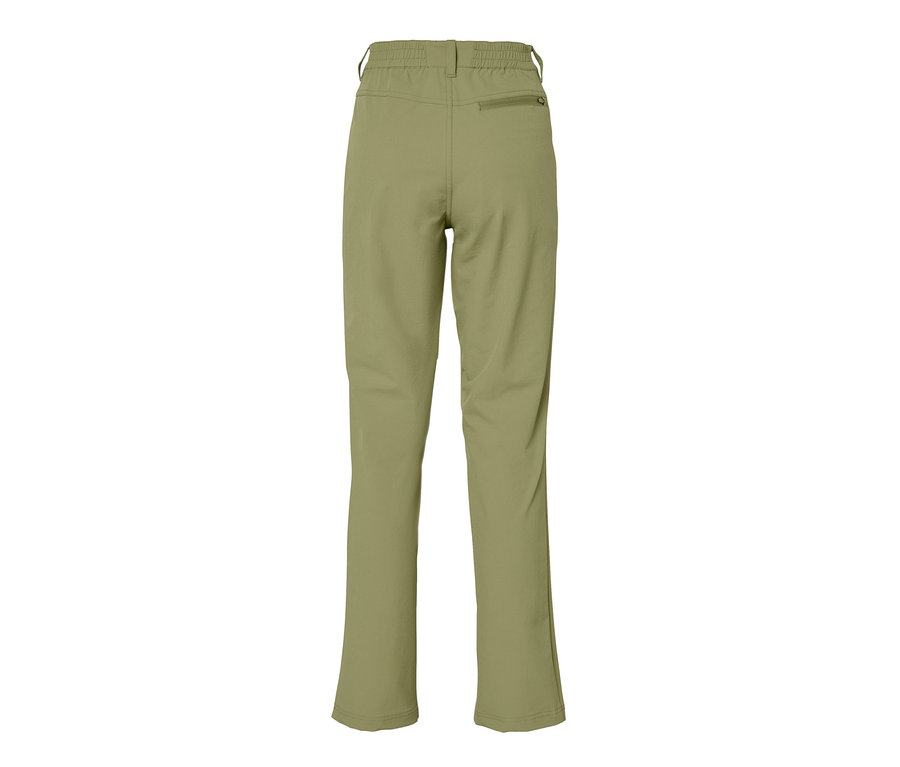 Khakifarbene Softshellhose von hinten.