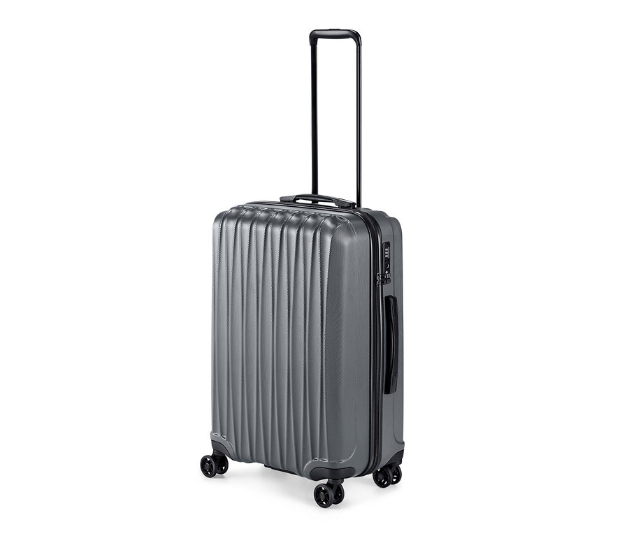 Graues Hartschalen Koffer-Set, mittel und groß.