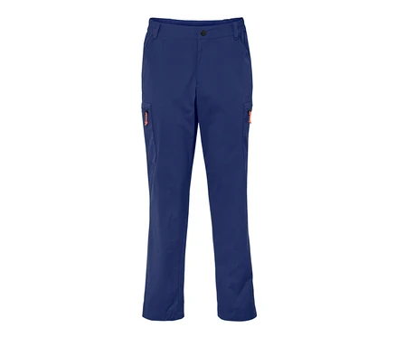 Dunkelblaue, packbare Outdoorhose.