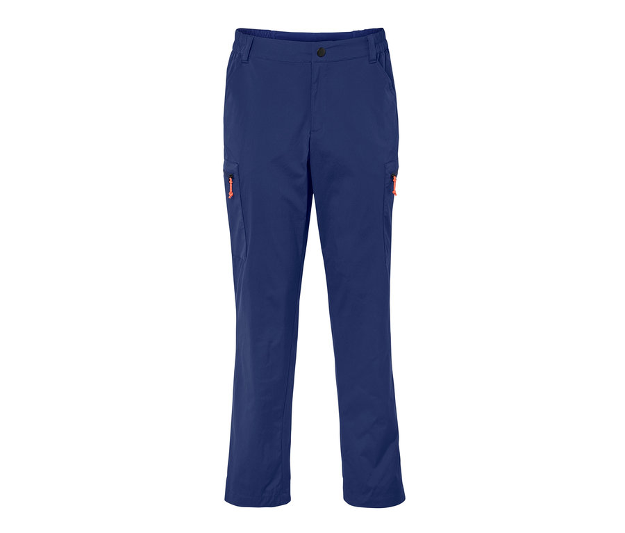 Dunkelblaue, packbare Outdoorhose.