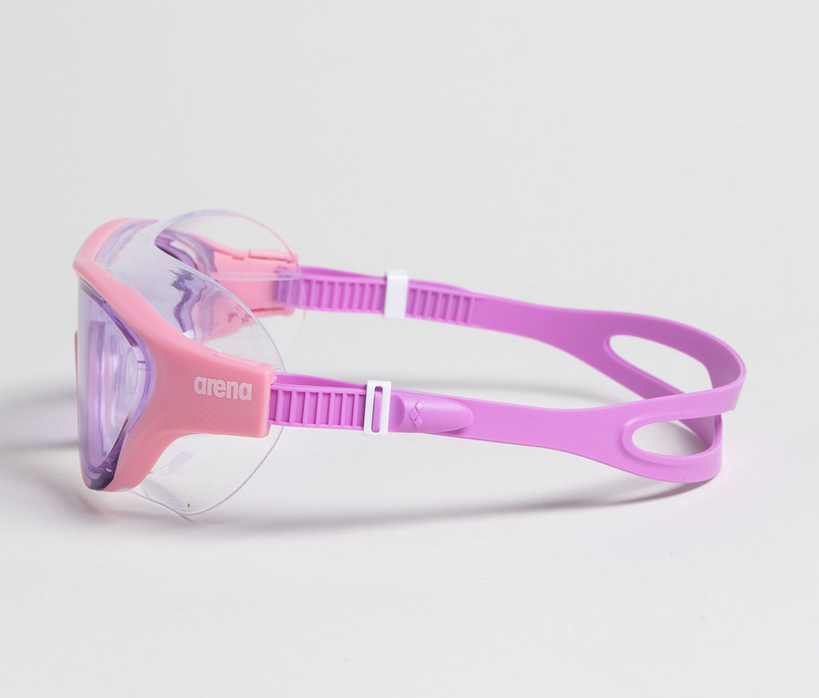 Rosa arena Junior Kinder-Schwimmbrille The One Mask liegt auf einem weißen Hintergrund.