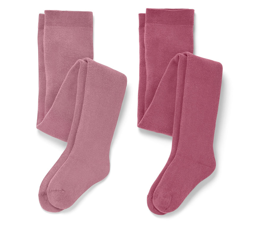 Zwei gefaltete Strumpfhosen in Rosatönen.