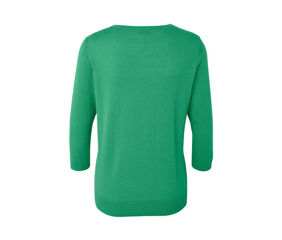 Grüner Feinstrickpullover mit Seide.