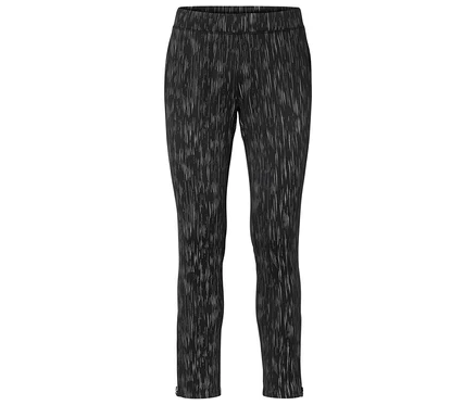 Schwarze Hose mit weißem Muster.
