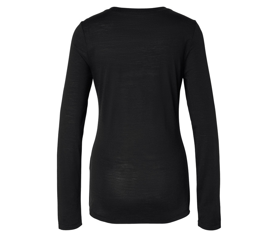 Rückansicht eines schwarzen, langärmligen Oberteils.