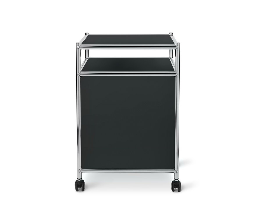 Schwarzer Rollcontainer Metall »CN3« mit Klappe.