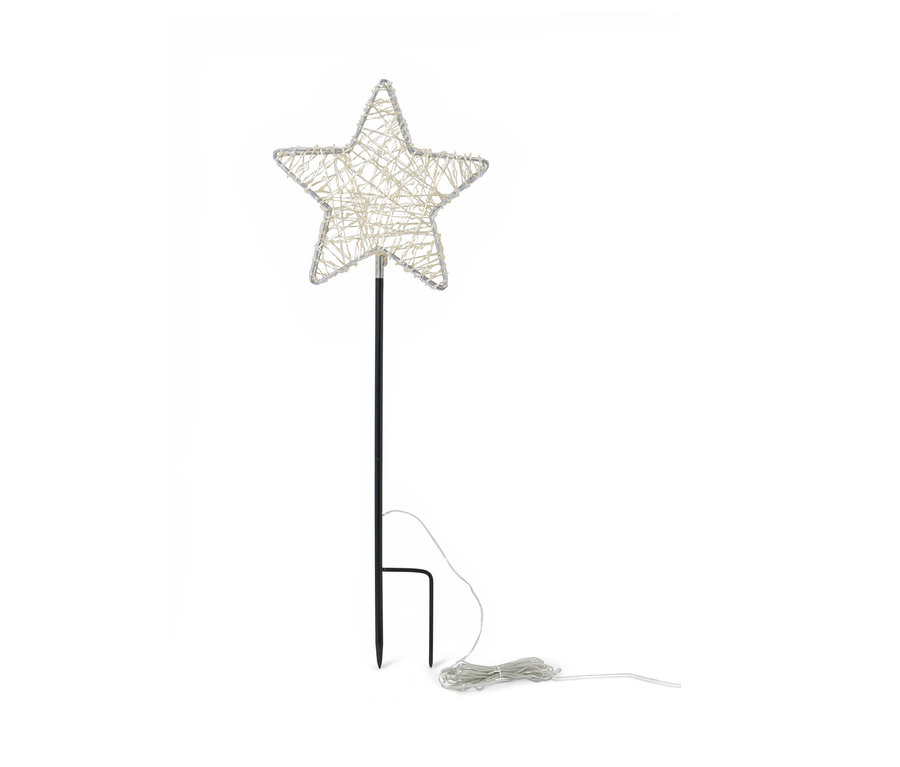 Ein 3D-LED-Outdoorstern mit Spieß.