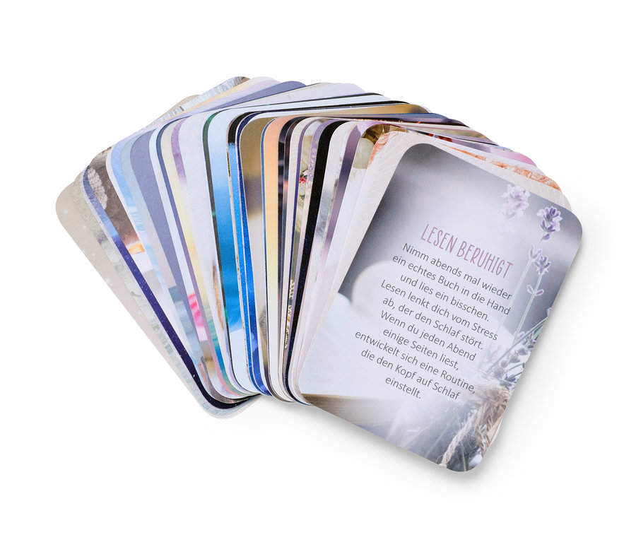 Ein Fächer aus Einschlafkarten-Set Karten.