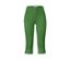 Eine grüne 3/4-Stretchhose auf weißem Hintergrund.