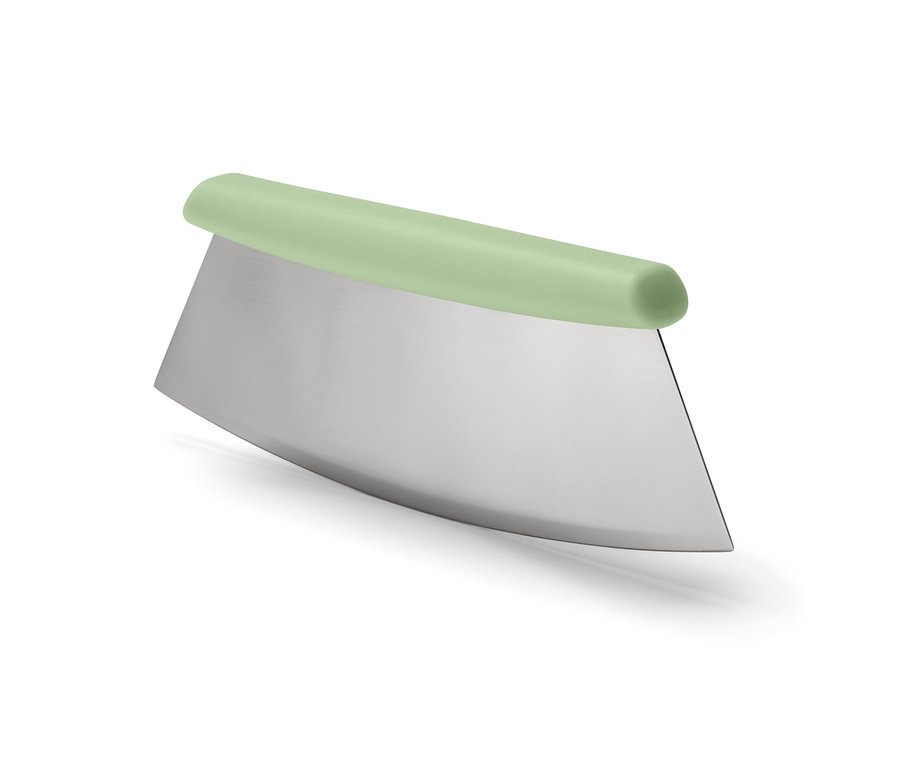 Pizza-und-Kräuter-Schneider mit pastellgrünem Griff.