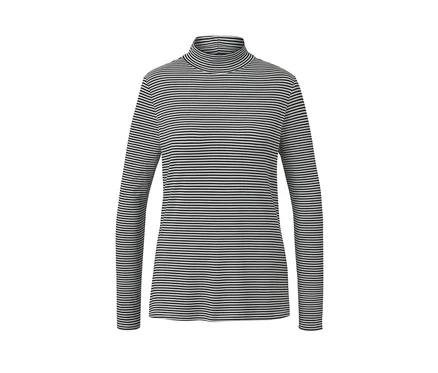 Gestreiftes Blusenshirt mit Stehkragen.