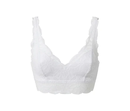 Weißes Spitzen-Bustier.