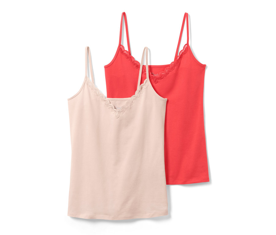 Zwei Hemdchen: ein beige und ein rotes. 2 Hemdchen 