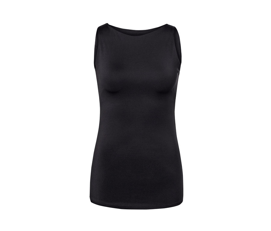 Schwarzes Yogatop mit integriertem Bustier.