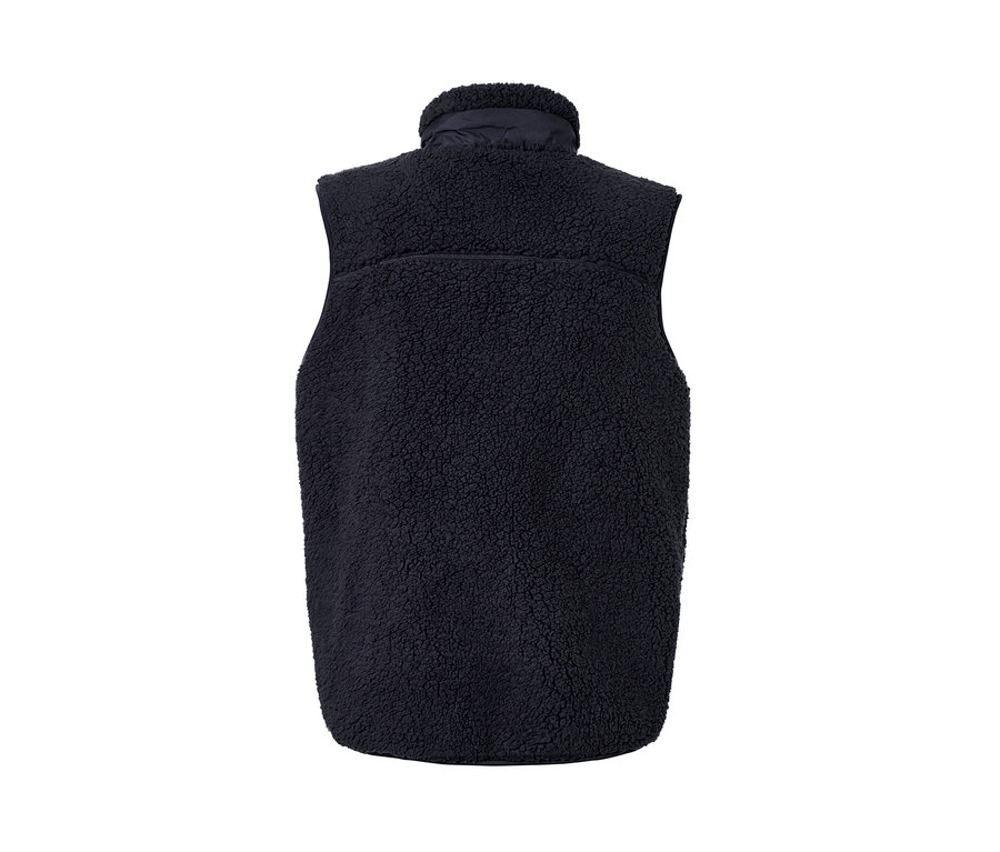 Dunkelblaue Teddy-Weste.