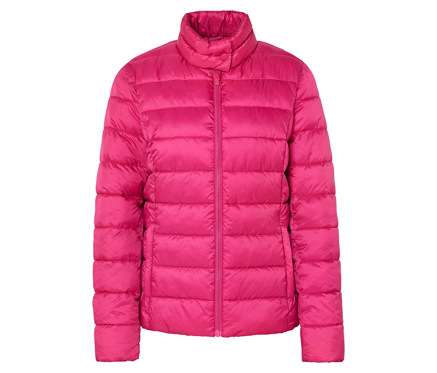 Pinke Steppjacke mit Kragen.