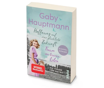 Nahaufnahme des Buches „Hoffnung auf eine glückliche Zukunft“ von Gaby Hauptmann.