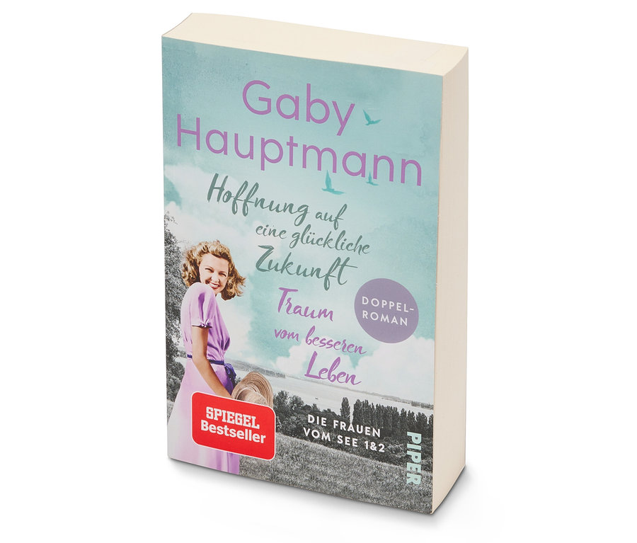 Nahaufnahme des Buches „Hoffnung auf eine glückliche Zukunft“ von Gaby Hauptmann.