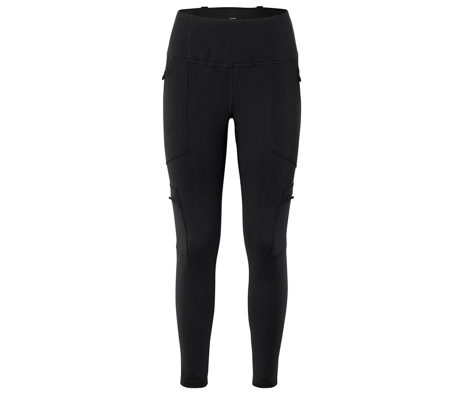 Schwarze Leggings mit Taschen an den Seiten.