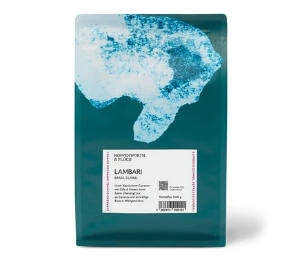 Eine Packung Hoppenworth & Ploch - Lambari Espresso - 1 kg Ganze Bohne.