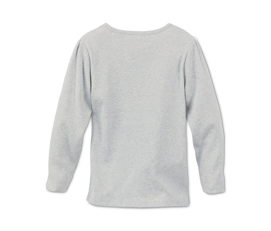 Detailansicht eines grauen 2 Rippenshirts.