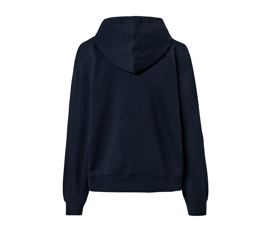 Dunkelblauer Hoodie von hinten.