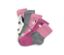 Fünf Paar Kinder-Socken, grau und rosa, mit Dalmatiner-Motiv.