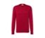 Roter Pullover mit Rundhalsausschnitt.