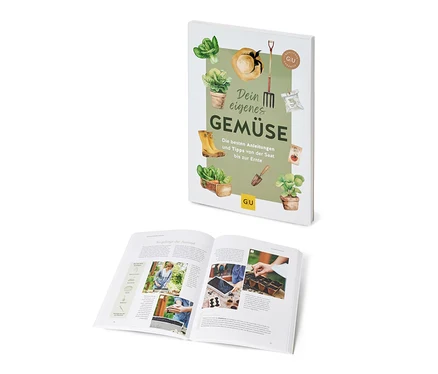 Zwei offene Ausgaben des Buchs "Dein eigenes Gemüse".