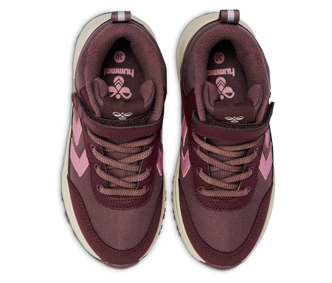 Paar rosa HUMMEL Root Tex Jr Schuhe von oben.