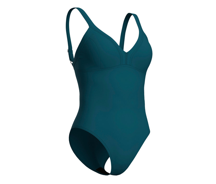 Arena Shapewear Damen Badeanzug Lara C-Cup in Petrol vor weissem Hintergrund.