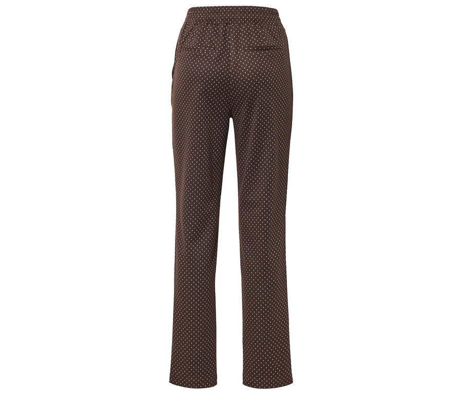 Braune Hose mit kleinen weißen Punkten, von hinten fotografiert.