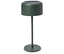 Eine einzelne grüne Tischleuchte steht auf einem weißen Hintergrund.