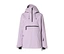 Hellviolette Kapuzen-Anorak-Jacke mit schwarzem halbem Reißverschluss am Hals, einer horizontalen schwarzen Reißverschlusstasche auf der Brust und schwarzen Ärmelbündchen.