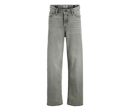 Graue Jack&Jones JJOrginial Alex Jeans, flach liegend.