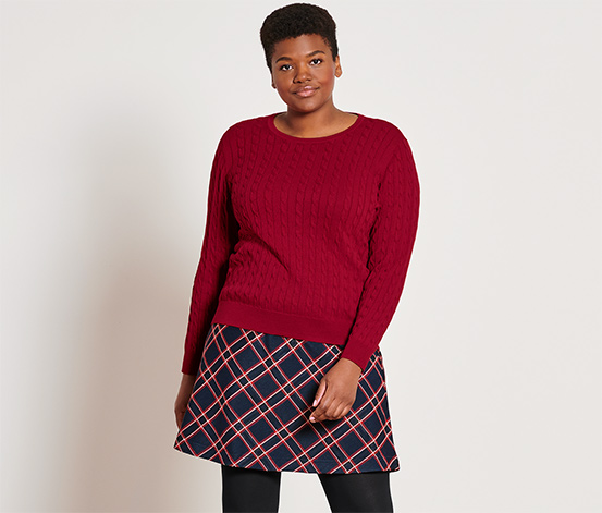 Zopfstrickpullover, rot