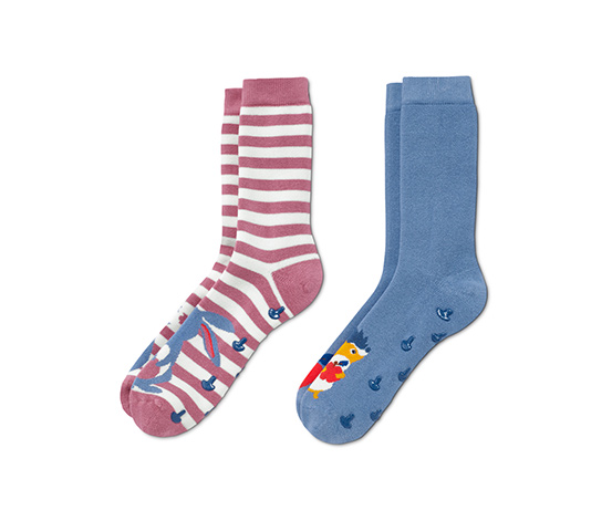 2 Paar Antirutsch-Socken, 1x mit Hasen-Motiv, 1x mit Igel-Motiv