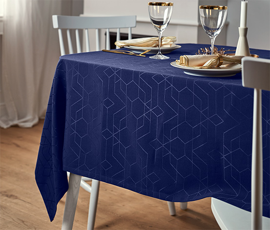 Jacquard-Tischdecke, Übergrösse, blau