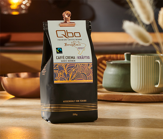Qbo Premium Coffee Beans »Kooperative Coopfam« Caffè Crema Kräftig - 250 g Ganze Bohne